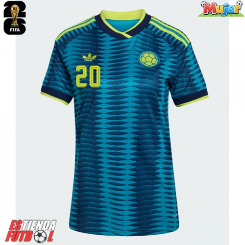 Colombia Juan Fernando Quintero #20 Segunda Equipación Mujer Mundial 2026 Manga Corta